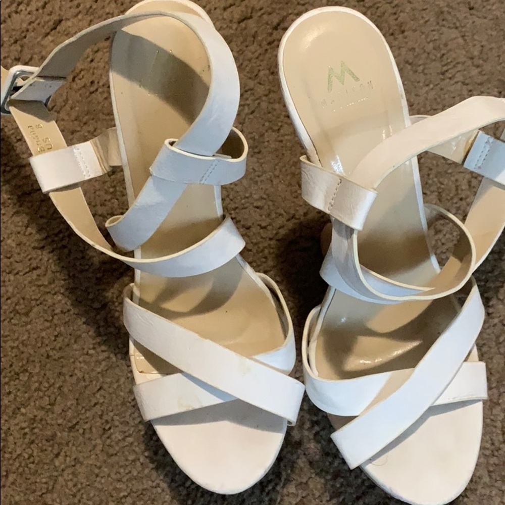 All white Madison High wedge heel
